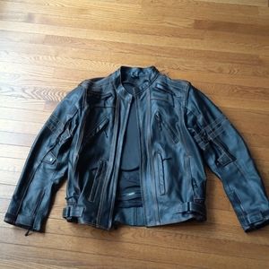 Black Leather Motorcycle Jacket with armor